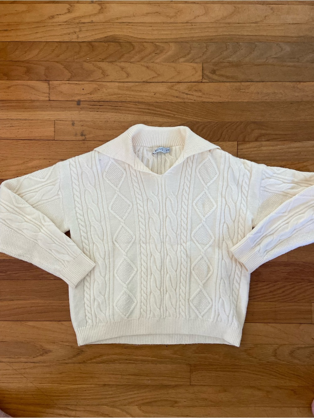 Beginning Boutique Cream Cable-Knit V-Neck Sweater